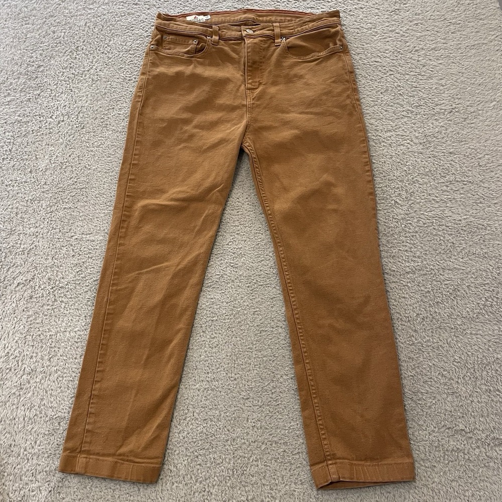 American Giant Roughneck Slim Pants Mens 34x27 Brown Stretch Canvas Work Jeans
